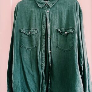 Vintage Green Button-Up Shirt